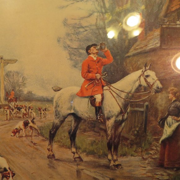 Vintage Horse & Hounds Hunting PRINT J. Sanderson WELLS 12" x 9.25" (186V) - Picture 2 of 3